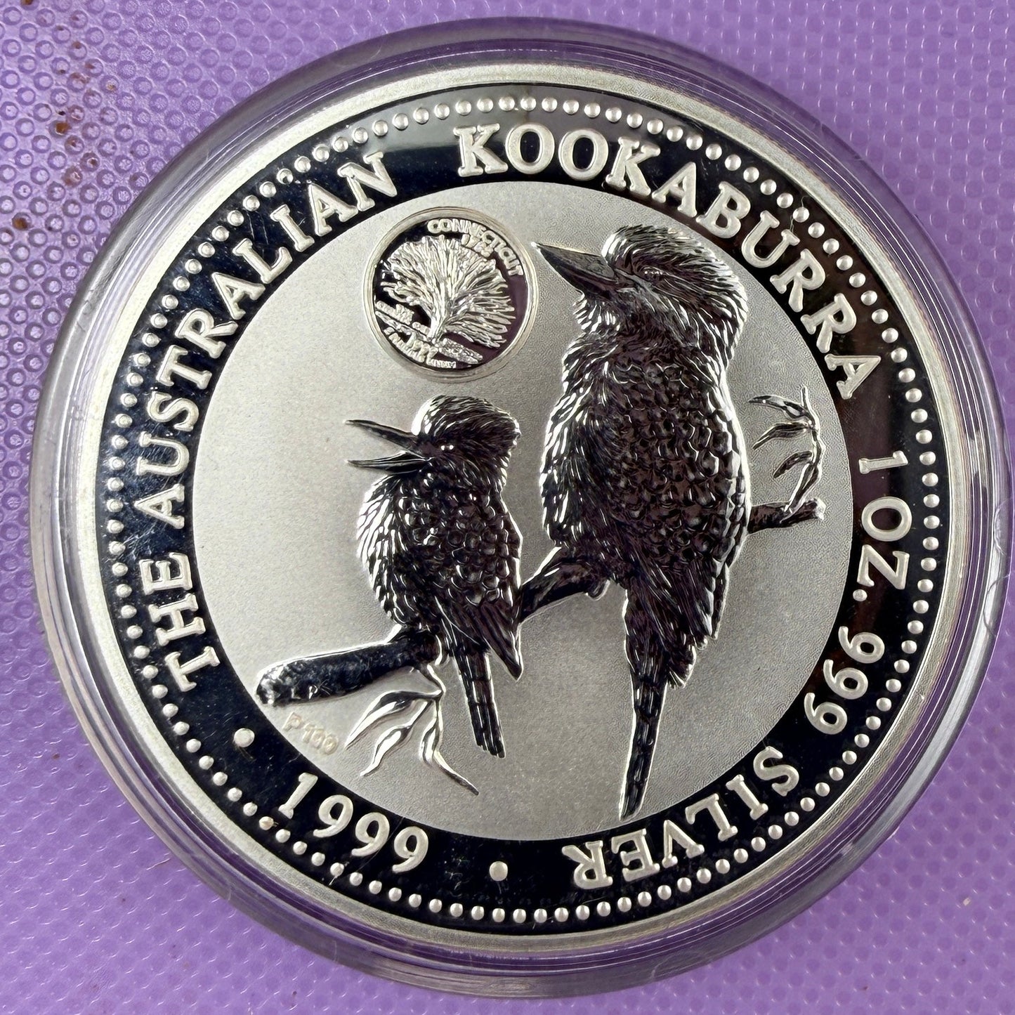 1999 Australia Kookaburra 1 oz Silver Connecticut Privy BU