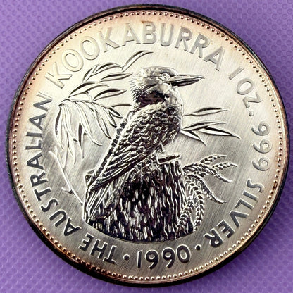 1990 Australia Kookaburra 1 oz Silver Coin .999 Fine Silver Coin