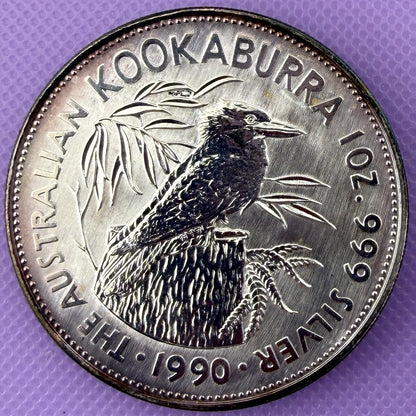 1990 Australia Kookaburra 1 oz Silver Coin .999 Fine Silver Coin