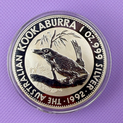 1992 Australia Kookaburra 1 oz Silver Coin .999 Fine Silver Coin