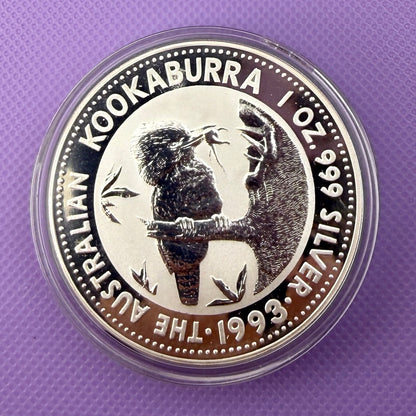 1993 Australia Kookaburra 1 oz Silver Coin .999 Fine Silver Coin