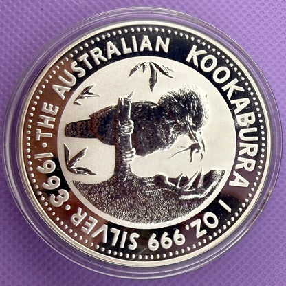1993 Australia Kookaburra 1 oz Silver Coin .999 Fine Silver Coin