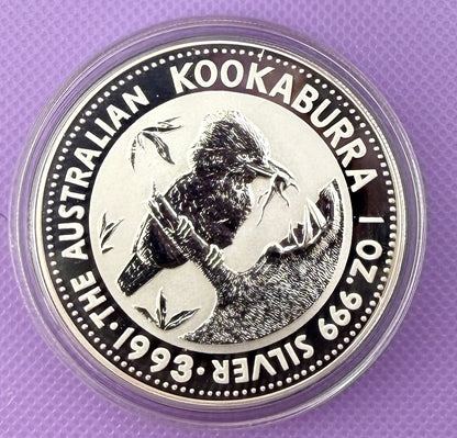 1993 Australia Kookaburra 1 oz Silver Coin .999 Fine Silver Coin