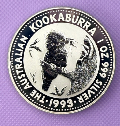 1993 Australia Kookaburra 1 oz Silver Coin .999 Fine Silver Coin