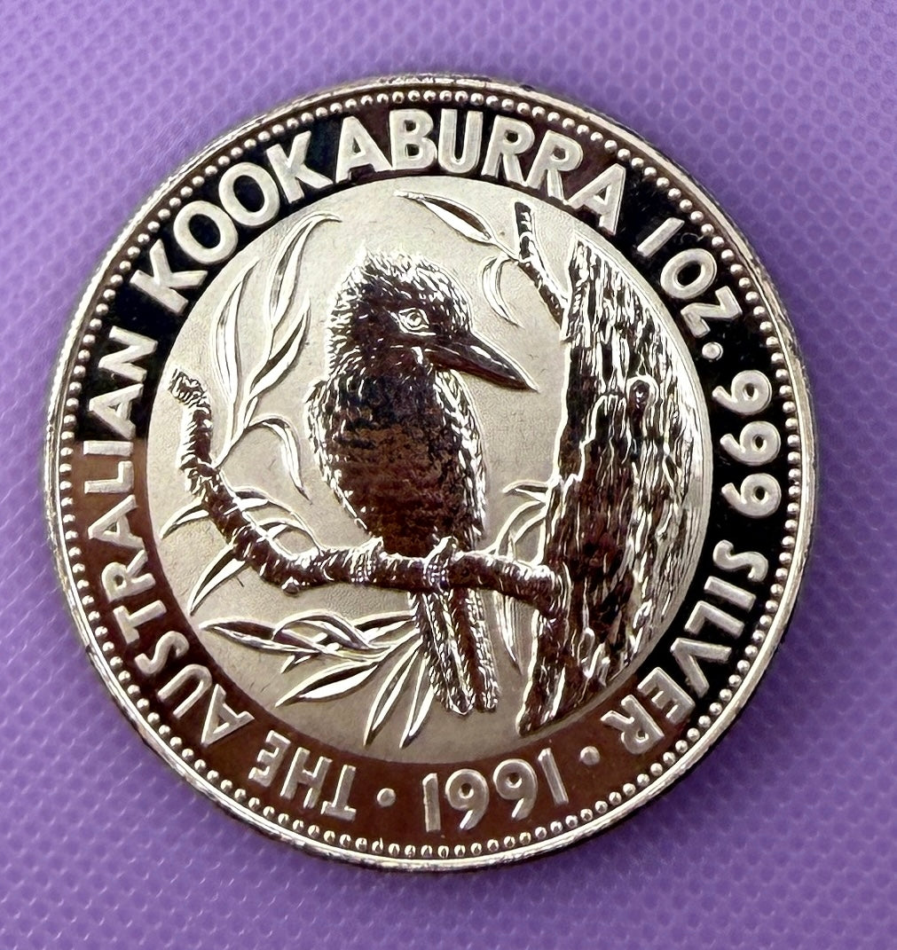 1991 Australia Kookaburra 1 oz Silver Coin .999 Fine Silver Coin