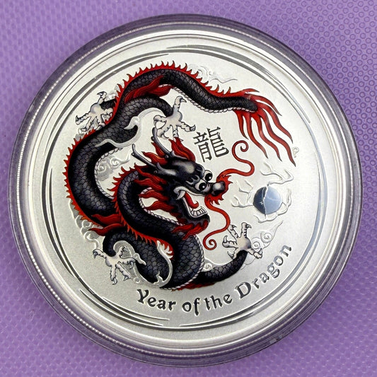 2012 Australia Year of the Dragon 1 oz Colorized 0.999 Fine Silver