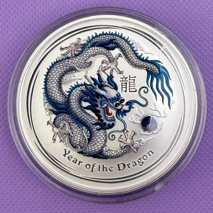 2012 Australia Year of the Dragon 1 oz Colorized 0.999 Fine Silver