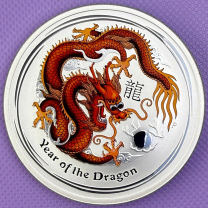 2012 Australia Year of the Dragon 1 oz Silver Colorized Coin Perth Mint Lunar Series II