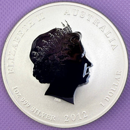 2012 Australia Year of the Dragon 1 oz Silver Colorized Coin Perth Mint Lunar Series II