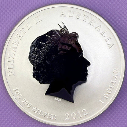 2012 Australia Year of the Dragon 1 oz Silver Colorized Coin Perth Mint Lunar Series II