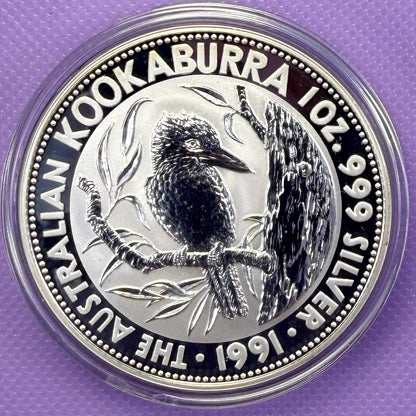 1991 Australia Kookaburra 1 oz Silver Coin .999 Fine Silver Coin BU