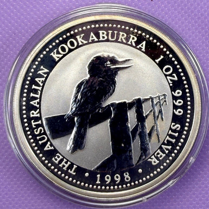 1998 Australia Kookaburra 1 oz Silver Coin .999 Fine Silver Coin BU