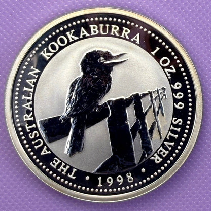 1998 Australia Kookaburra 1 oz Silver Coin .999 Fine Silver Coin BU