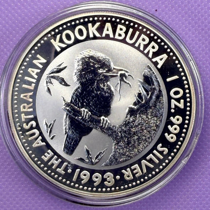 1993 Australia Kookaburra 1 oz Silver Coin .999 Fine Silver Coin BU