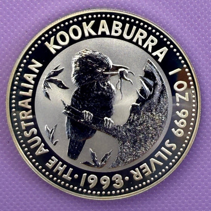 1993 Australia Kookaburra 1 oz Silver Coin .999 Fine Silver Coin BU