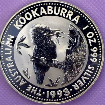 1993 Australia Kookaburra 1 oz Silver Coin .999 Fine Silver Coin BU