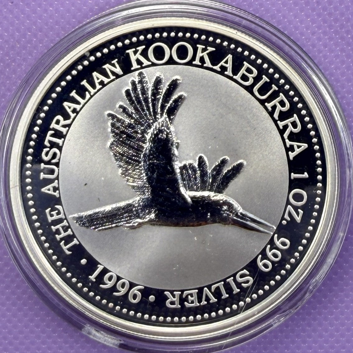 Moneda de Plata Kookaburra Australia 1996 de 1 oz, Plata Fina .999, BU