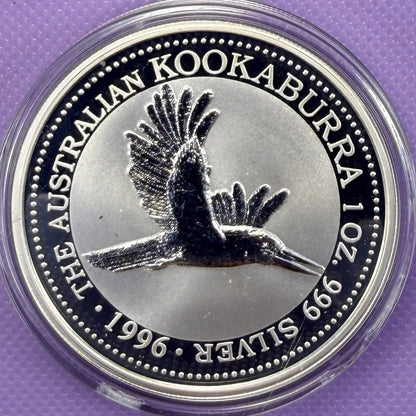 Moneda de Plata Kookaburra Australia 1996 de 1 oz, Plata Fina .999, BU