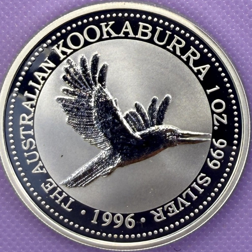 Moneda de Plata Kookaburra Australia 1996 de 1 oz, Plata Fina .999, BU