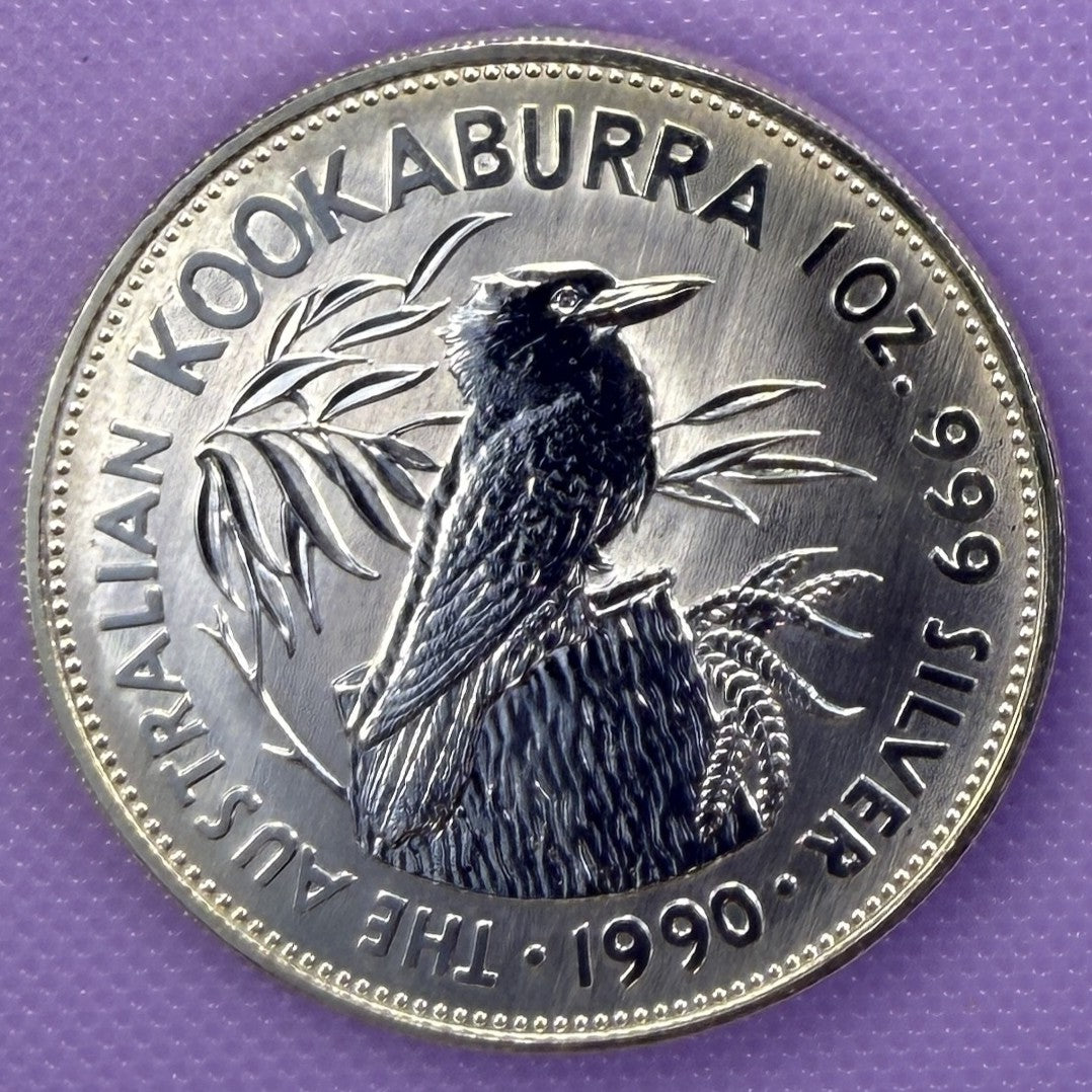 1990 Australia Kookaburra 1 oz Silver Coin .999 Fine Silver Coin BU