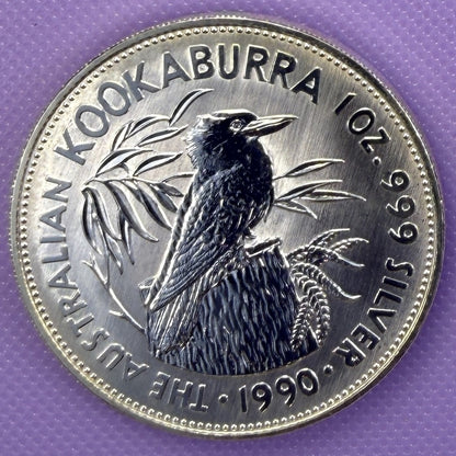 1990 Australia Kookaburra 1 oz Silver Coin .999 Fine Silver Coin BU
