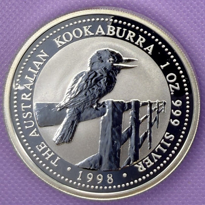 1998 Australia Kookaburra 1 oz Silver Coin .999 Fine Silver Coin BU
