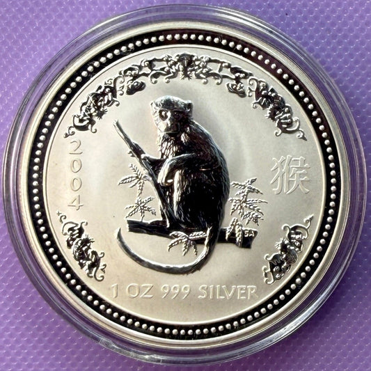 2004 Australia Lunar Series I Year of the Monkey 1 oz Silver Coin