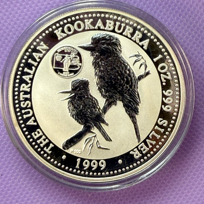 1999 Australia Kookaburra 1 oz Silver Coin .999 Fine BU with Pennsylvania Privy
