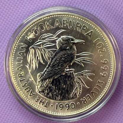 1990 Australia Kookaburra 1 oz Silver Coin .999 Fine BU