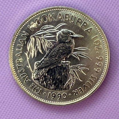 1990 Australia Kookaburra 1 oz Silver Coin .999 Fine BU