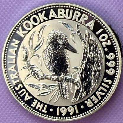 1991 Australia Kookaburra 1 oz Silver Coin .999 Fine BU