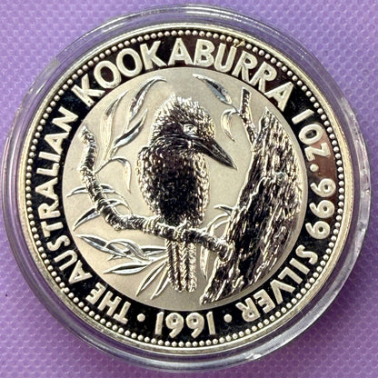1991 Australia Kookaburra 1 oz Silver Coin .999 Fine BU