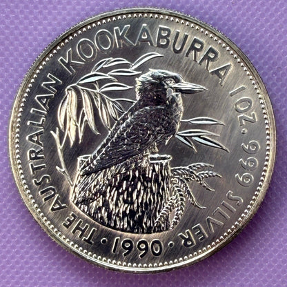 1990 Australia Kookaburra 1 oz Silver Coin .999 Fine BU