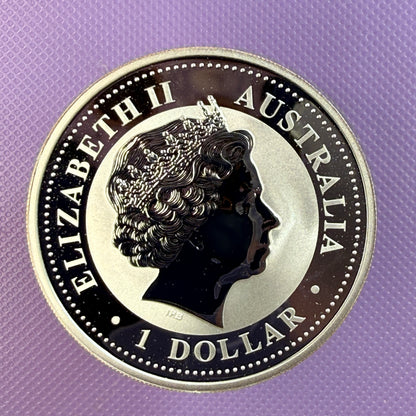 2001 Australia Lunar Series I Year of the Snake 1 oz Silver Coin