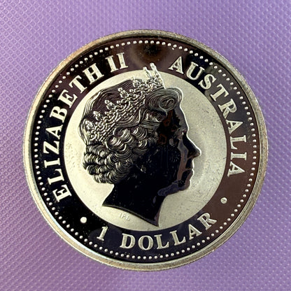 2001 Australia Lunar Series I Year of the Snake 1 oz Silver Coin