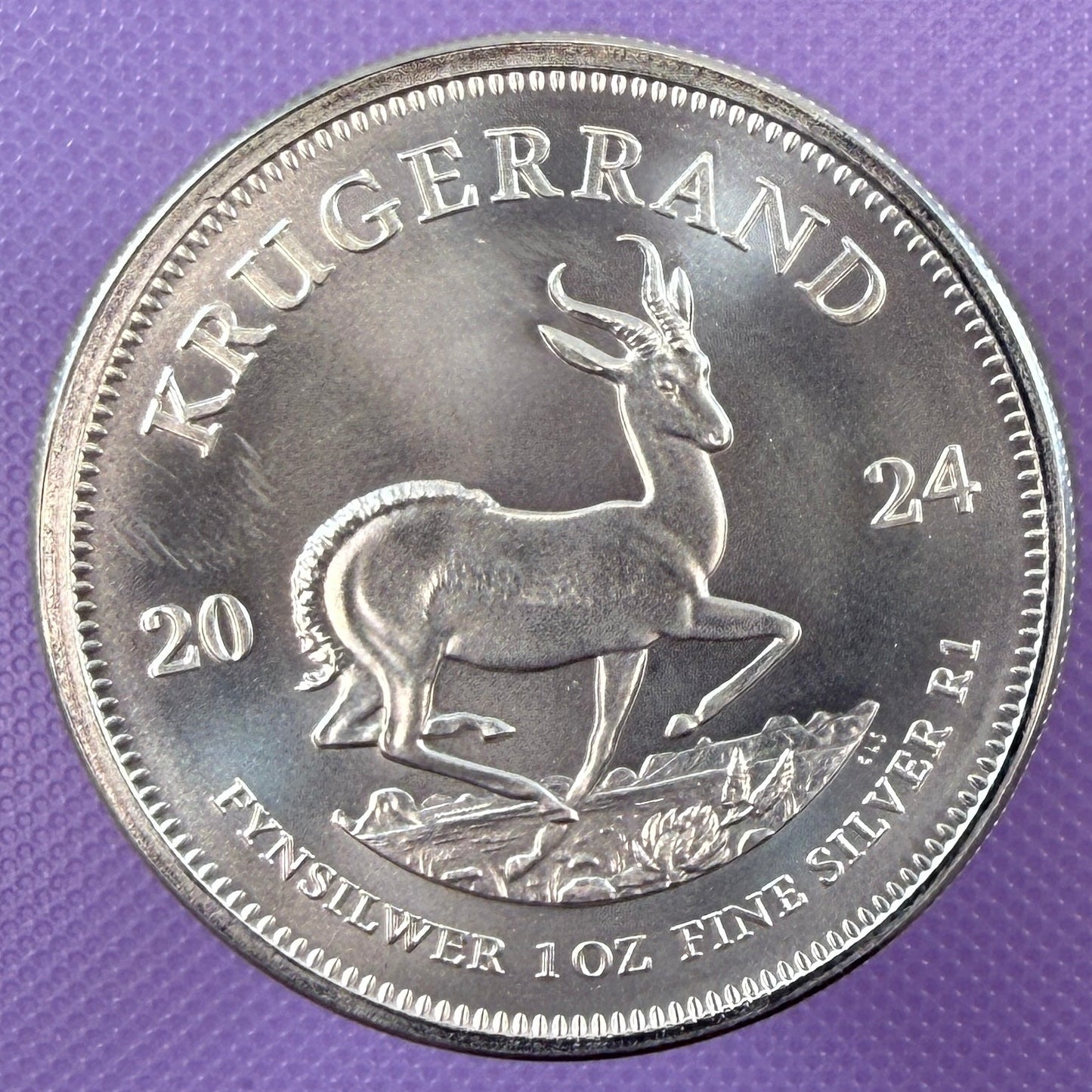 Moneda de plata Krugerrand de Sudáfrica de 2024 BU coleccionable