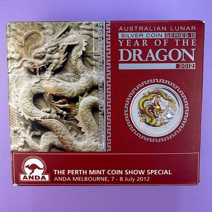 2012 Australia Year of the Dragon 1 oz Silver Proof Colorized Coin ANDA Melbourne Show Special | Perth Mint