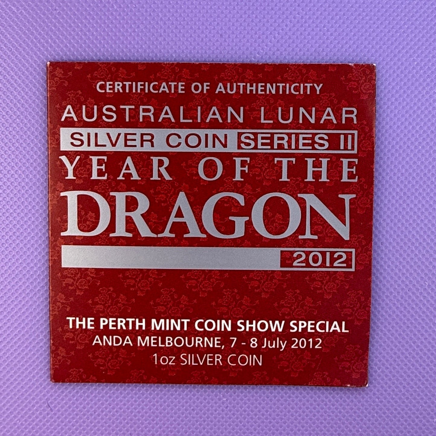 2012 Australia Year of the Dragon 1 oz Silver Proof Colorized Coin ANDA Melbourne Show Special | Perth Mint