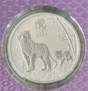 2022 Australia Year of the Tiger 2 oz Silver Coin - Perth Mint Lunar Series III BU