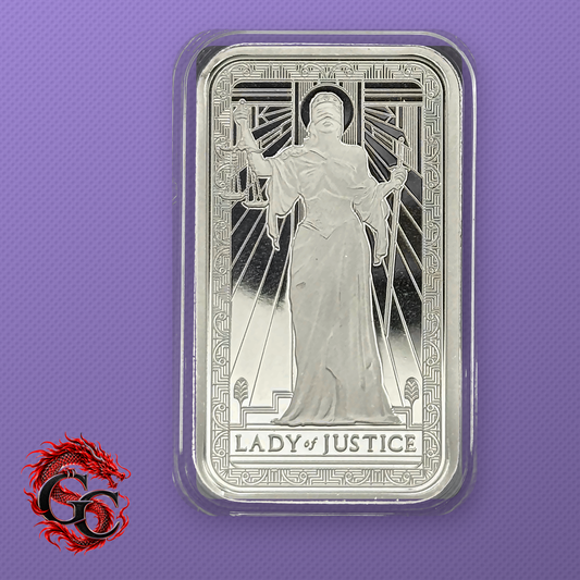 PAMP Lady of Justice Collectible Silver Bar in Airtite Capsule