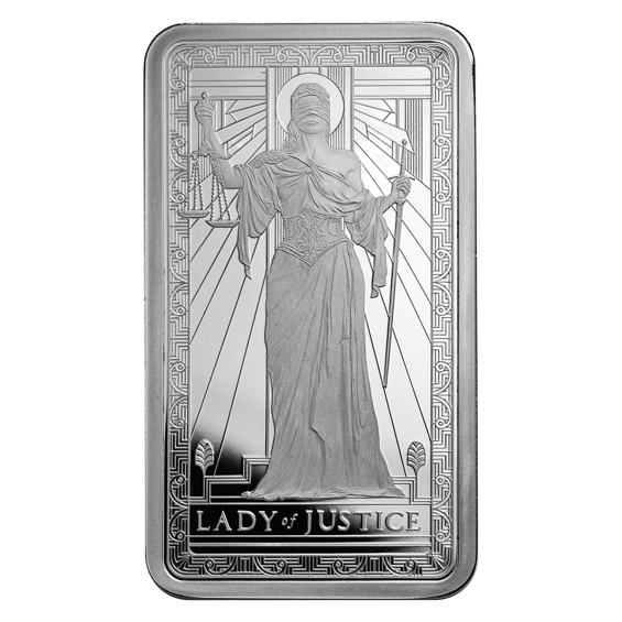 PAMP Suisse Lady of Justice 10 oz .999 Silver Bar in Capsule
