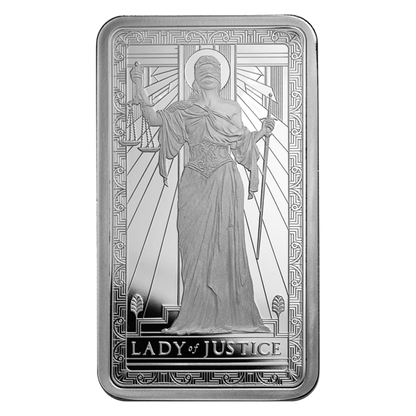 PAMP Suisse Lady of Justice 10 oz .999 Silver Bar in Capsule
