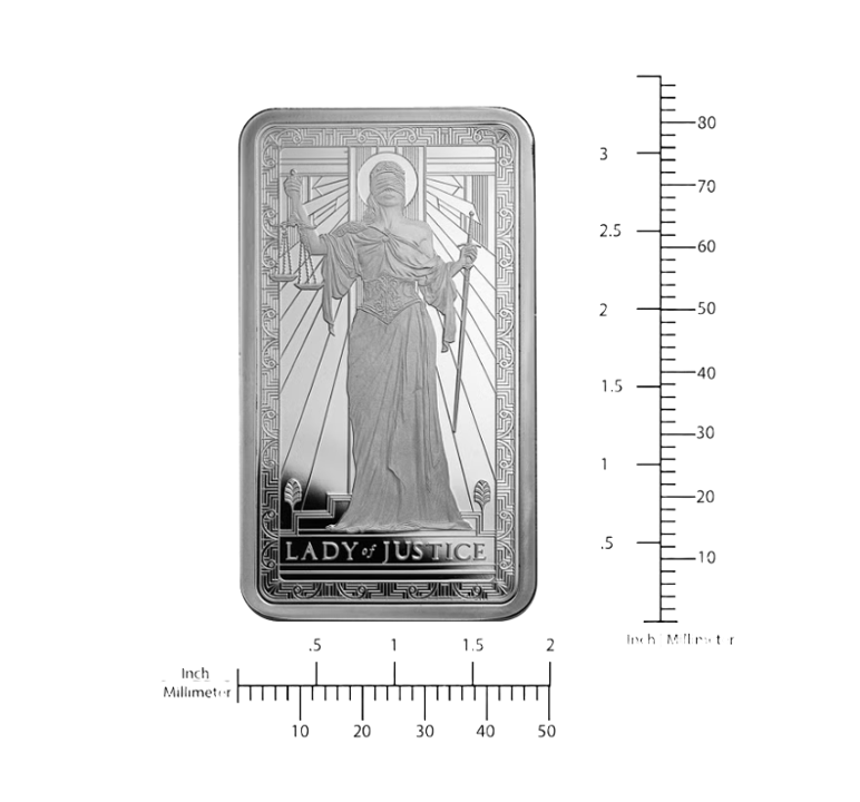 PAMP Suisse Lady of Justice 10 oz .999 Silver Bar in Capsule