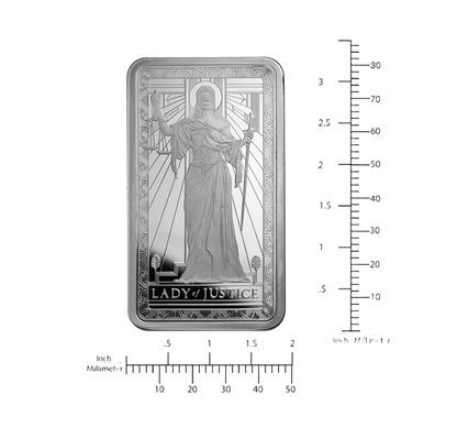 PAMP Suisse Lady of Justice 10 oz .999 Silver Bar in Capsule