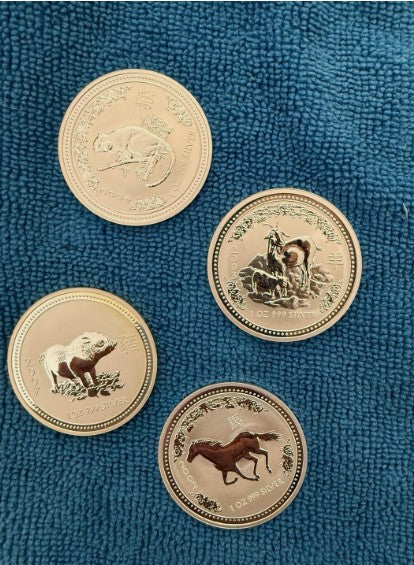 Lunar Series I Four-Coin Lot Goat, Pig, Monkey and Horse