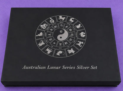 Complete Perth Mint Lunar Series III Colorized 1 oz Silver Collection (12 Coins) with Custom Display Case