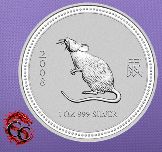 2008-P Australia Lunar Series II Year of the Mouse 1 oz .999 Silver BU