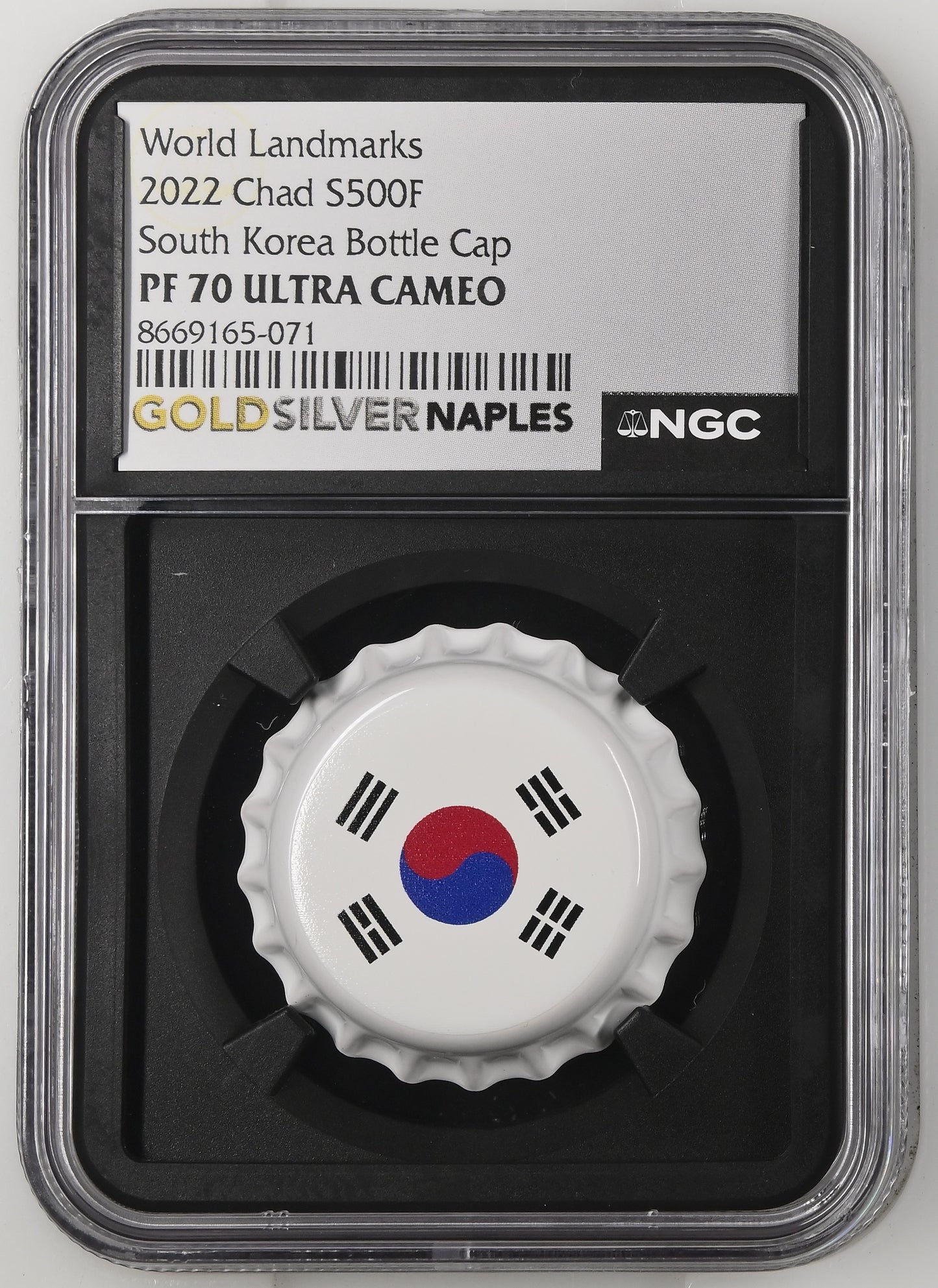 2022 Chad South Korea Bottle Cap 6g Silver Proof NGC PF70 Ultra Cameo | World Landmarks