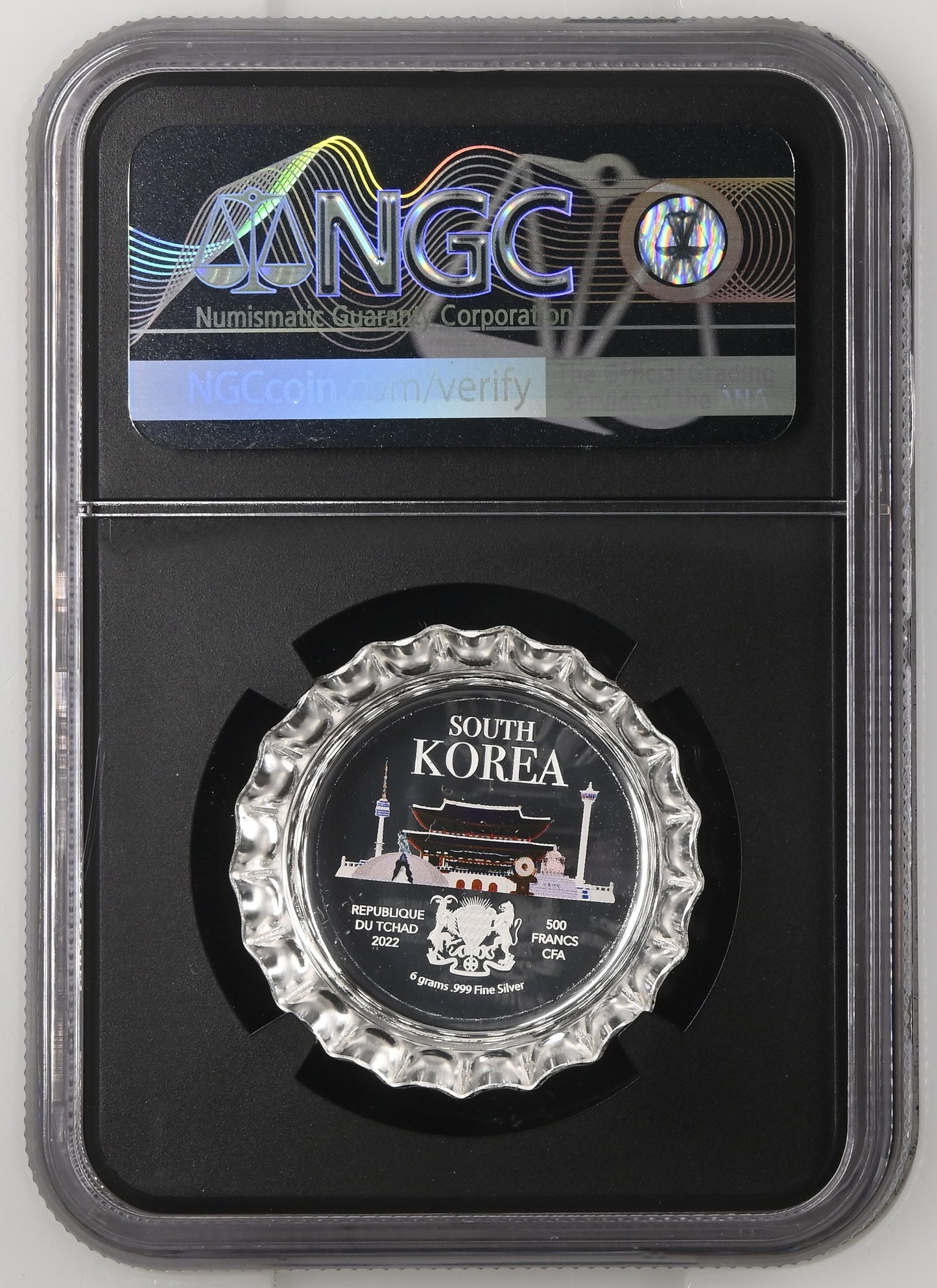 2022 Chad South Korea Bottle Cap 6g Silver Proof NGC PF70 Ultra Cameo | World Landmarks