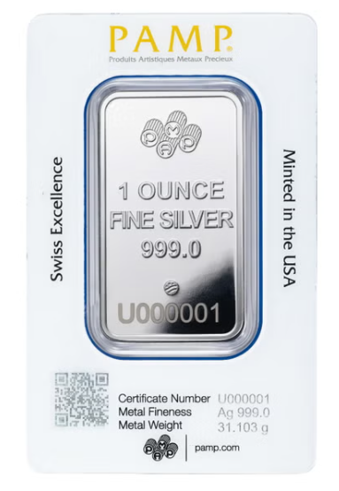 PAMP Suisse Lady Fortuna 1 oz .999 Silver Bar in Assay